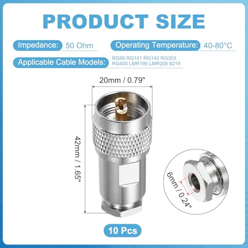 Conectores de abrazadera UHF macho con rosca PL259 de alta conductividad RF 2