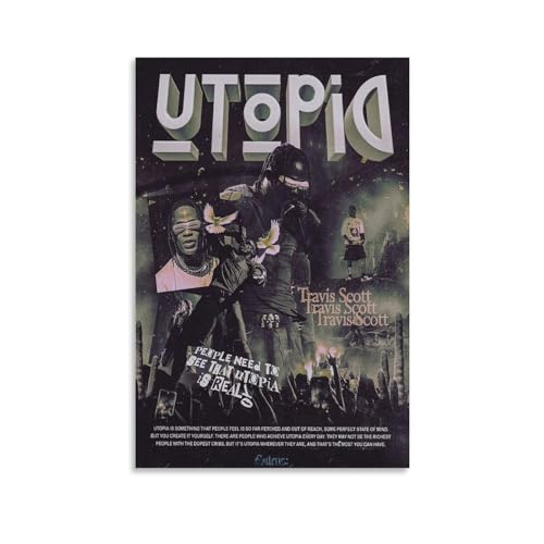 Shmaicheho Poster di Travis Scott Rapper Musica Vintage Utopia, decorazione artistica da parete per soggiorno e camera da letto, poster decorativo, 30 x 45 cm, senza cornice