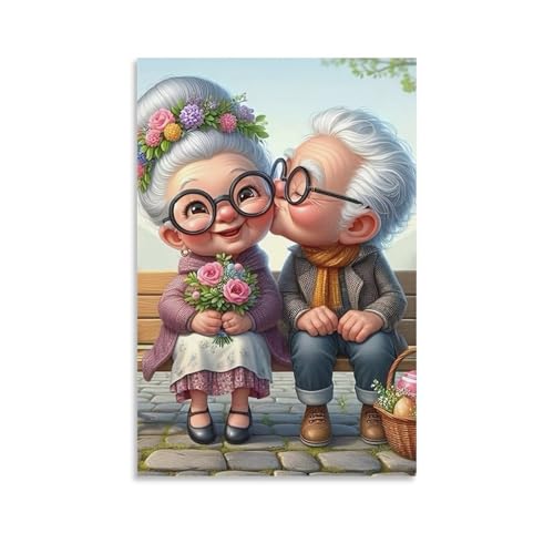 DHBANEIOK Besos pareja Pascua Cuadro En Lienzo Cuadro Decorativo Pinturas Murales Cuadros Modernos Impresiones De Lienzo Para Salon Dormitorios Comedor Pasillo 24x36inch(60x90cm)