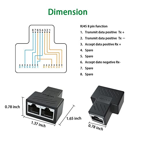 LINKMALL RJ45 Ethernet Splitter Adapter, 1 to 2 Ethernet Extender Connecter Female to 2 Female 8P8C Extender Plug LAN Couple Network for Cat5 Cat5e Cat6 Cat6e Cat7 (2Pack) - Thumbnail 7