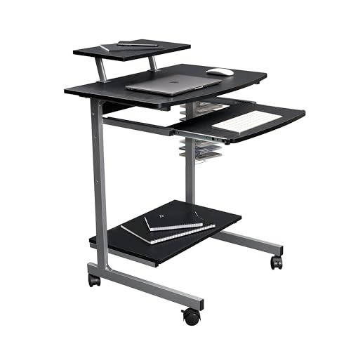 Techni Mobili Compact Computer Cart with Storage, Espresso