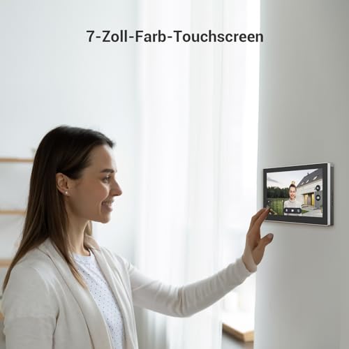 EZVIZ 2K Video Türsprechanlage mit 7" Touchscreen, Türklingel mit Kamera und Personenerkennung, App Push, 2-Wege-Audio, Dualband WLAN, Gegensprechanlage mit 162° Weitwinkel, für den Außenbereich, CP7