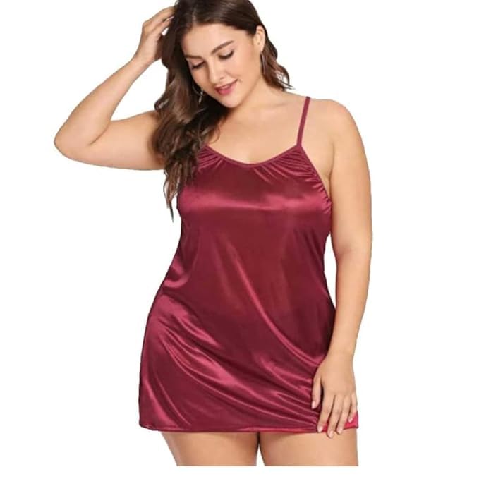 Women’s Satin Nightdress | Sleeveless Sexy Babydoll Nightwear for Women | Comfortable Short Nighty Slip Dress for Ladies – (Leopad, Free Size) Black-image-23