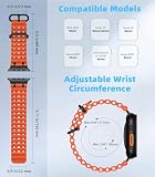 MoKo Ocean Band Compatible with Apple Watch Ultra 3/2/1 49mm, Upgraded Silicone Sports Bands 46mm 45mm 44mm for Men Women,Series 11/10/9/8/7/6/5 SE3/2/1 Breathable Strap with Metal Connector,Bk/Orange