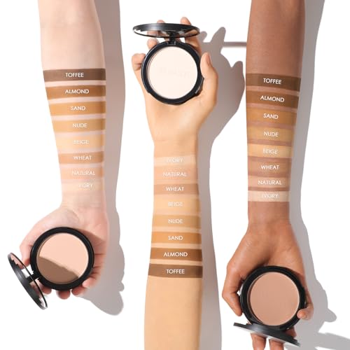 FOCALLURE Flawless Pressed Powder, Control Shine & Smooth Complexion, Pressed Setting Powder Foundation Makeup, Portable Face Powder Compact, Long-Lasting Matte Finish, Natural