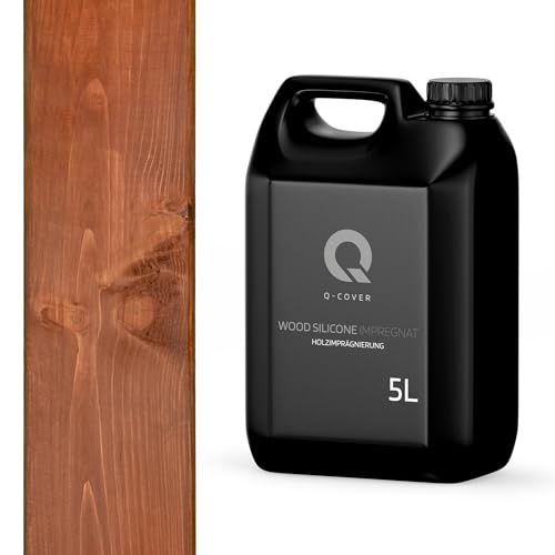 Q-COVER impregnazione del legno mogano 5 L 2 in 1, protezione per il legno, impregnante per il legno, impregnante per il legno, effetto perlato per tutti i tipi di legno