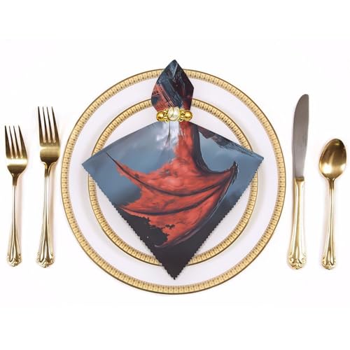 Servilletas de tela para cocina cuadradas Dragon And Castle, paños lavables y suaves de comedor 4
