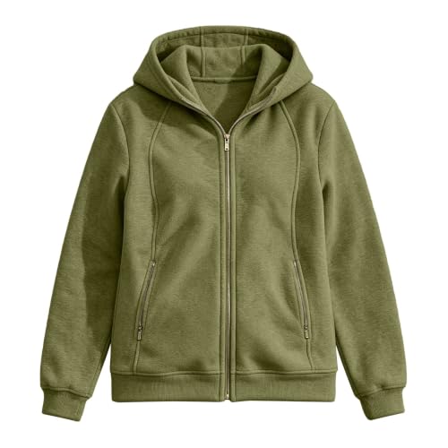 XINGJIAARTS Zip Up Sweatshirt Women With Hood Cute Long Sleeve Fashion Plus Size Hoodies Sports Athletic Lightweight Jacket Green X-Large - image 3