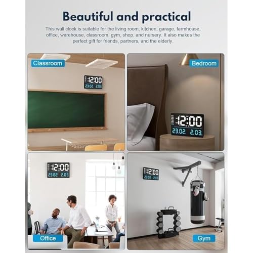 Image of EASEPRES LED Digital Wall Clock (X6636-Blue)