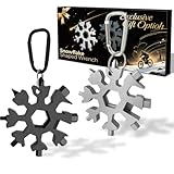 Stocking Stuffers for Men 2025 - Snowflake Multi Tool 2 Pack, Christmas Gifts for Him - Stainless Steel Multitool with Carabiner & Wrench,White Elephant Gifts for Coworkers, Adults (Silver+Black)