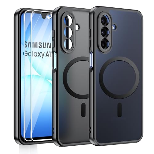 Effcotuo Funda Magnética para Samsung Galaxy A17 5G/4G Case Compatible con MagSafe con 2 Piezas Protector de Pantalla Cristal Templado, Acrílico Carcasa Respaldo Translúcida Mate Antigolpes Cover