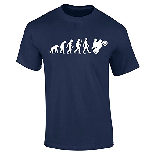 Mens Evolution of The Motorcycle Biker Funny Scherzo T-Shirt blu navy M