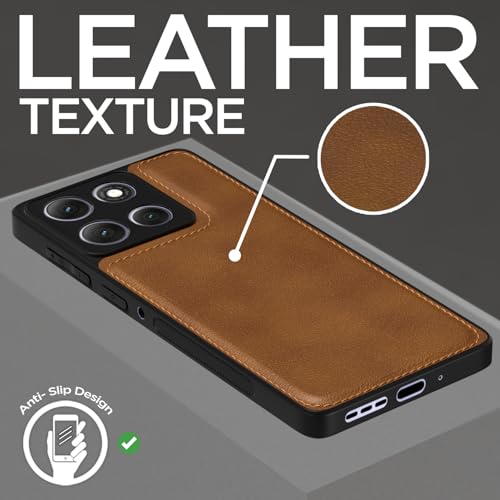 Image of Outlouders Back Cover for Motorola Moto G86 Power 5G | Full Camera Protection | Super Soft-Touch | Raised Edges | Flexible Pu Leather | Bumper Case (Brown)