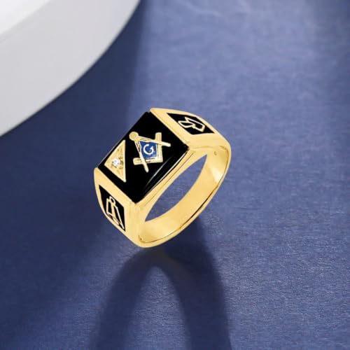 Real 10K/14K/18K Gold Masonic Ring for Men, 925 Sterling Silver Freemason Signet Band Black Onyx Rings Men's Masonic Master Ring Fine Jewelry Gift for Him3