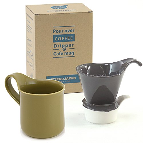 ZEROJAPAN ギフトセット コーヒードリッパーL&カフェマグ(トレイ付) カーキ DMZ-16 SGY/KHI