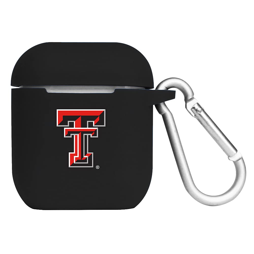 AudioSpice Collegiate Texas Tech Red Raiders Silicone Cover for Apple AirPods (1st and 2nd Generation) Charging Case with Carabiner