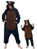 GONAAP Unisex Adult Black Bear Onesie Pajamas Animal One Piece Costume Cosplay Sleepwear (Black Bear, Small)