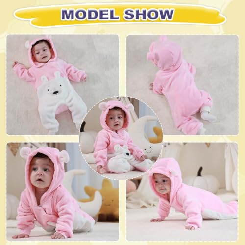 Image of Fairy Baby Newborn Baby Snowsuit Bear Suit Romper Winter Warm Coat Infant Fleece Footie Jumpsuit for Girls Boys 0-18M