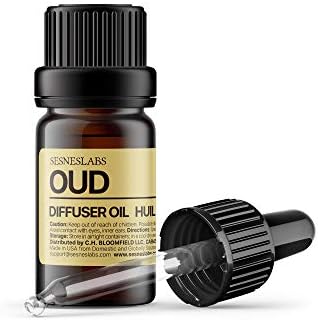sesneslabs Oud Diffuser Oil, Niche Scent, Luxury Chinese Pepper, Rosewood, Cardamom, Vetiver, Oud, Tonka Bean, Musk Essential Oils Blend for Ultrasonic Diffuser Scent Projects(.33 oz/10 ml)