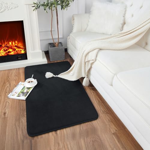 Tapete pequeño negro HOMORE 2x3 pies espuma suave miniatura 4