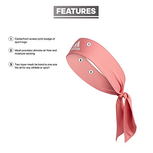 Image of adidas Alphaskin Tie Headband, Hazy Rose /White, One Size