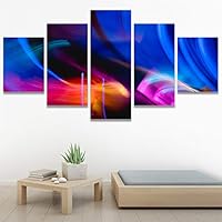 SIGNWIN 5 Panel Canvas Wall Art Abstract Brushstroke Closeup Digital Art Modern Artwork for Home Decorations Ready to Hang - 60