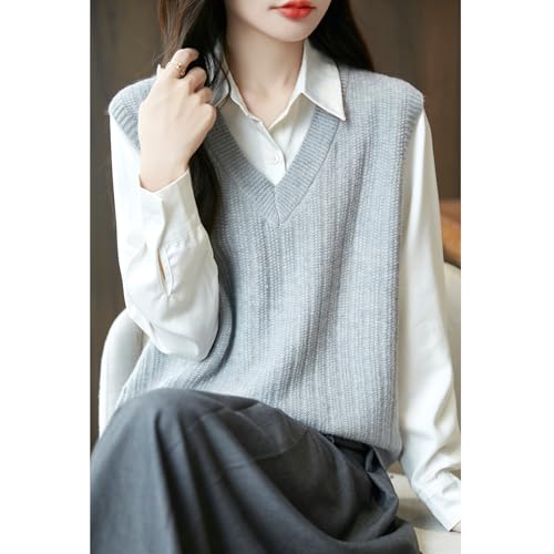 Image of Blostirno Women's Sweater Vest V Neck Sleeveless Solid Trendy Ribbed Knit Pullover Sweaters Crochet Flower Tank Tops