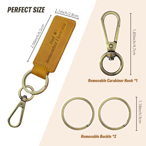 Image of Dad Keychain - Remember I Love You Dad, Leather Keychain for Father from Daughter or Son
