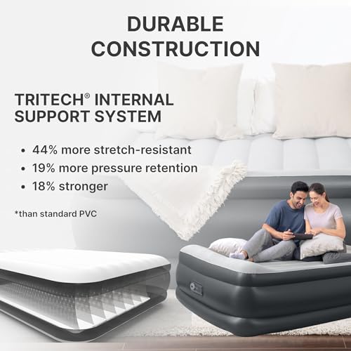 Image of SLEEPLUX Durable Inflatable Air Mattress with Built-in Pump, Pillow and USB Charger, 22 inch Tall Queen