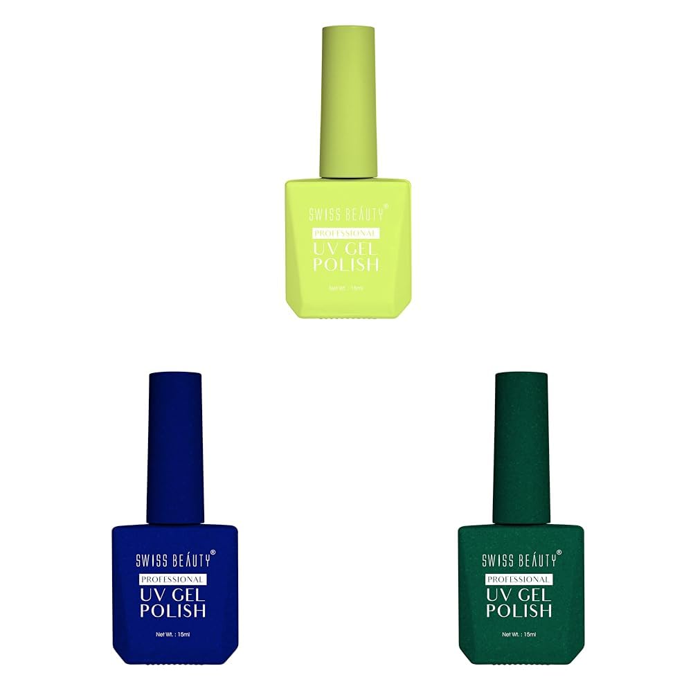 Swiss Beauty Professional UV Gel Nail Polish Lasts Upto 21 Days, Super Glossy Finish Nail Polish, Shade -18, 15 ml & UV Gel Nail Polish, Quick Drying Nail Polish, Shade -12, 15 ml