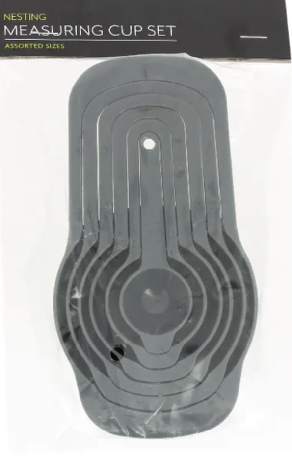 Juego de 6 tazas medidoras de plástico para hornear de calidad anidadas en color gris elegante (juego de 6) cucharas medidoras precisas para cocinar tamaño pequeño a grande, apilables, accesorio de