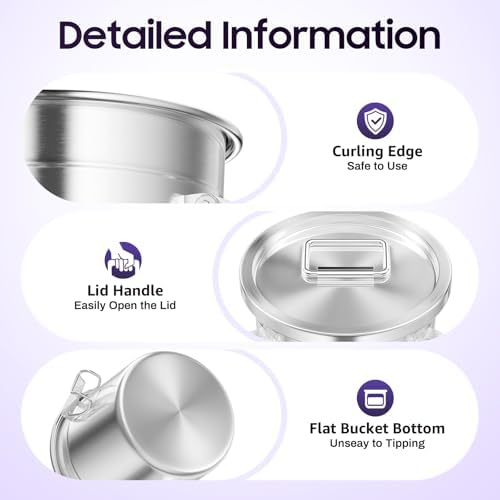 Stainless Steel Canister Set,6L/1.59gal Stainless Steel Airtight Canister for Kitchen,Metal Food Storage Containers with Lids Sealed,Keep Flour, Sugar,Coffee - Thumbnail 5