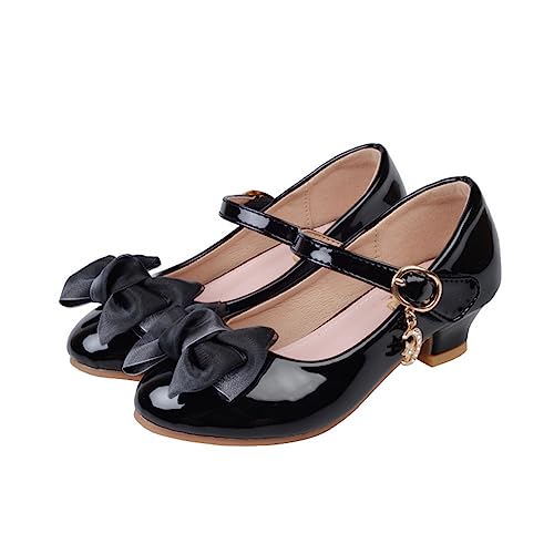 Girls Leatherette Low Heel Dress Shoes Princess Mary Jane Flats Flower Wedding Party Bridesmaid Pumps