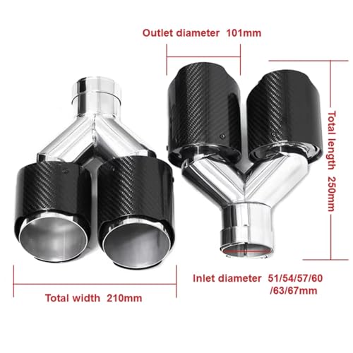 Punta de escape universal para coche tuning con doble boquilla en Y 2