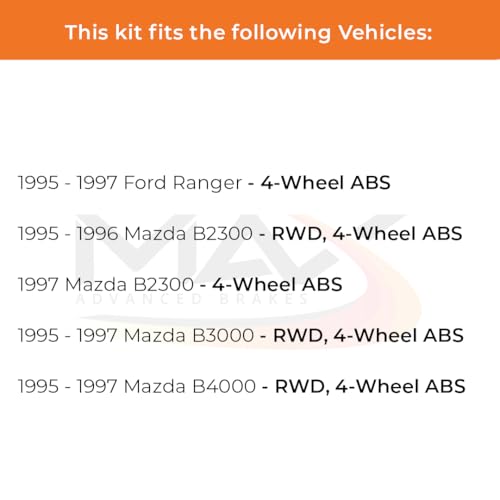 Image of Max Advanced Brakes Front Brake Kit Compatible With 1995 1996 1997 Ford Ranger Mazda B2300 B3000 B4000 w /4-Wheel ABS Replacement Premium OE Disc Brake Rotors and Ceramic Brake Pads