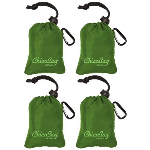ChicoBag Original Compact Reusable Grocery Bag w/Attached Pouch and Carabiner
