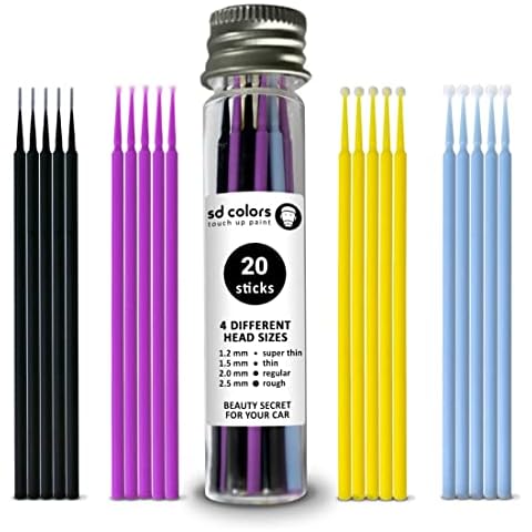 SD COLORS PAINT TOUCH UP TIPS 20 PIECES AUTOMOTIVE PAINTWORK CAR DETAILING REPAIR FOR SCRATCHES STONE CHIPS TOUCH UP MICRO BRUSH 1.2mm 1.5mm 2.0mm 2.5m Cover