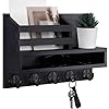 Key and Mail Holder Wall Mount, Key Hanger with Long Storage Box and 5 Hooks for Coat, Dog Leash, Home Decor Rack, House Accessories, Entry Way Organizer 11.8”W x 7.8”H x 3.2”D