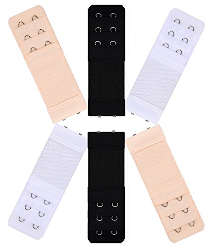 Women Elastic Bras Strap Extension Bra Extender 2 Hook 1/2 inch Spacing 6pcs