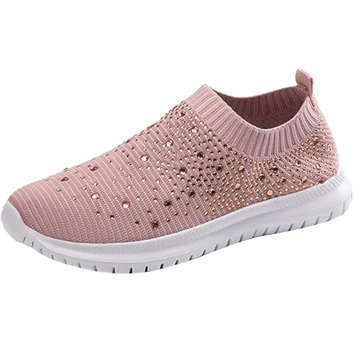 Zapatos con purpurina para mujer, transpirables, para carnaval, de tela, elegantes, para fiestas, planas, brillantes, para caminar, para trail running con lentejuelas, zapatillas deportivas para mujer