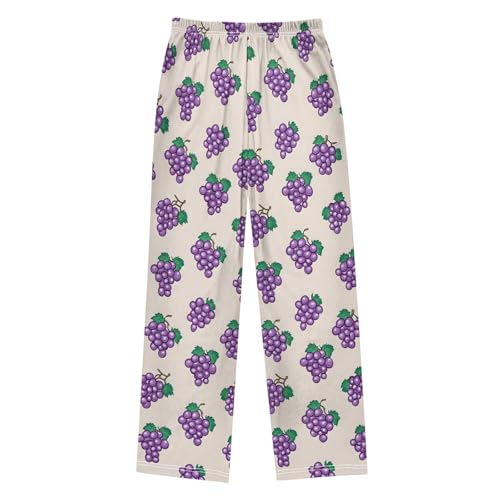 Pajama Pants Lounge Sleep PJ Bottoms Sleepwear Elastic Waist Drawstring L Grapes2