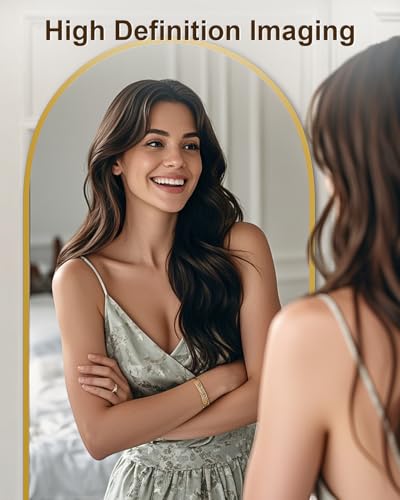 Image of 59 inchx16 inch Floor Mirror Full Length, Arched Full Length Mirror with Stand, Full Body Mirrors for Bedroom Living Room or Cloakroom Gold