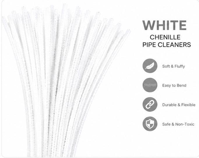 Image of TRAIS-100 PCS Pipe Cleaners, Chenille Stems for Crafts, Fuzzy Craft Pipe Cleaners, Soft Flexible Bendable Sticks for DIY Art Supplies, Kids Crafts, School Projects (100, Yellow)