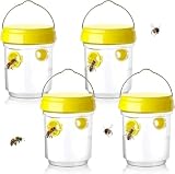 Piege Frelon Asiatique, Piège Frelon Asiatique Sélectif, Extérieur Double Entrée, Pièges Écologiques Réutilisables pour Guêpes, Protection Jardin Contre Les Insectes Nuisibles (4 Jaune)