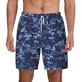 Pantalones Cortos Estampado De Camuflaje Azul Swim Trunks Transpirable Shorts De Baño Deportivos Short Deportivo para Correr Piscina Viajes M