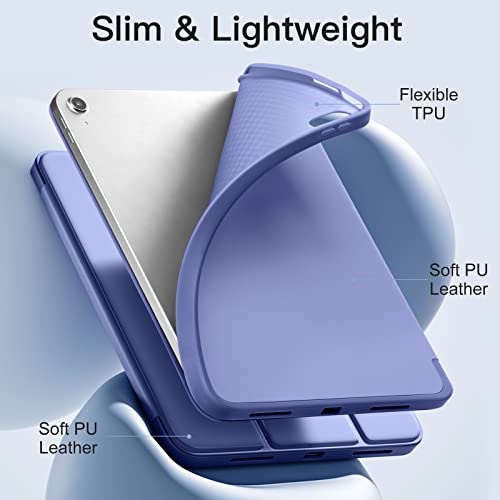 Image of Akkerds Compatible with iPad (A16) 11th Generation Case 11 Inch 2025, for iPad 10th Generation Case 10.9 Inch 2022 with Pencil Holder, Slim Trifold Stand Protective Cover with Soft TPU Back,BluePurple
