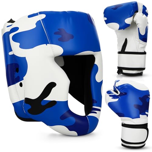 Image of Arrowbash Boxing Headgear and Gloves Set for Kids 6oz Boxing Gloves and Wrestling Headgear Sparring Equipment for Boxing Kickboxing Muay Thai BJJ Karate Training