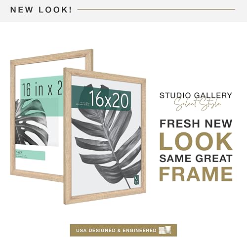 MCS Studio Gallery 16x20 Poster Frame Natural Woodgrain, Vertical & Horizontal Wall Hanging Large Picture Frame for Photos, Posters & Art Prints (1-Pack)