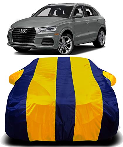 Image of Car Body Cover Waterproof Accessories Compatible with Audi Q3 Car Body Protection Dust Proof Rain Cover Protects from Sunlights and Uv | Yellow Stripes