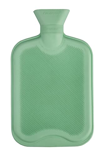 CALINDOO - Bouillotte Eau Chaude En Caoutchouc Naturel - Dans Un Moule Unique - Bouchon Hermétique - Efficacité Longue Durée - 2L - Vert Pastel